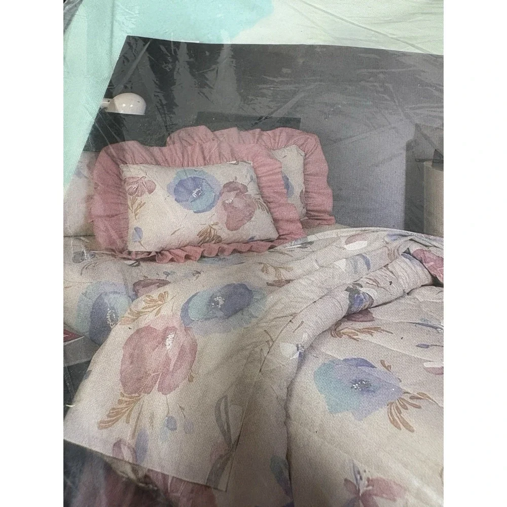 Vintage Springmaid Silk Poppies Double Flat Sheet NOS No Iron Tranquility USA